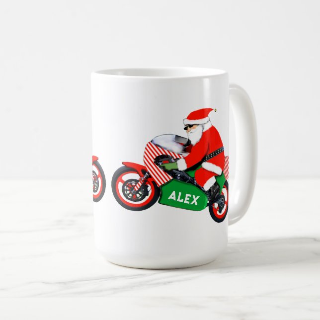 Caneca De Café Presente de Natal para Motociclista (Frente Esquerda)