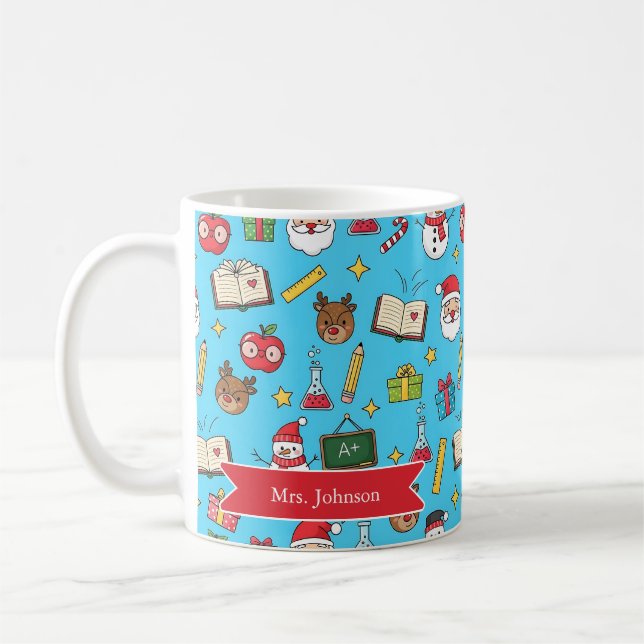 Caneca De Café Presente De Natal Para Professora Personalizada (Esquerda)