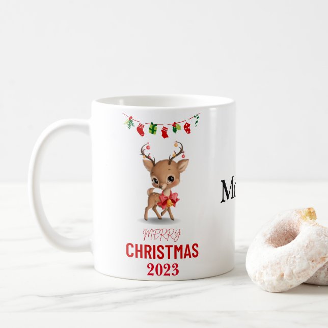 CANECA DE CAFÉ PRESENTE DE NATAL REINDÍVEL PERSONALIZADO PARA TOD (Com Donut)