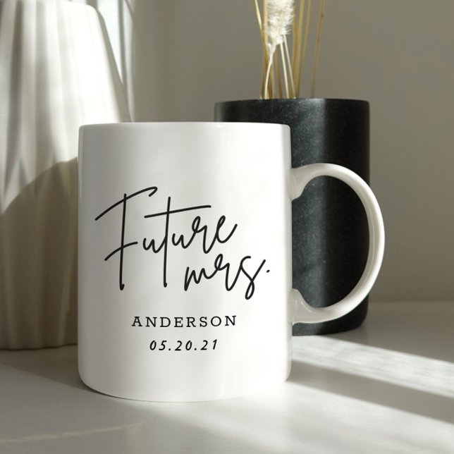 Caneca De Café Presente de Noivado Futuro Senhora Escrita à Mão M (Criador carregado)