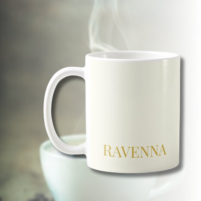 Caneca De Café Presente de Nome Serif Personalizado Luxo Creme Pa (Criador carregado)