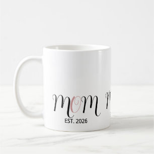 Caneca De Café Presente de Nova Mãe DMom Estabelecida com Letra P