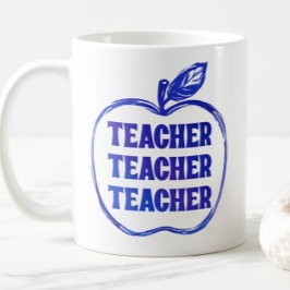 Caneca De Café Presente de Orgulho para Professor Maçã Azul Conto