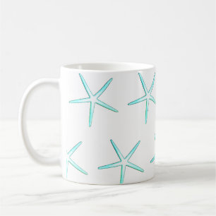 Caneca De Café Presente de Padrões de Starfish Azul Azul Náutic