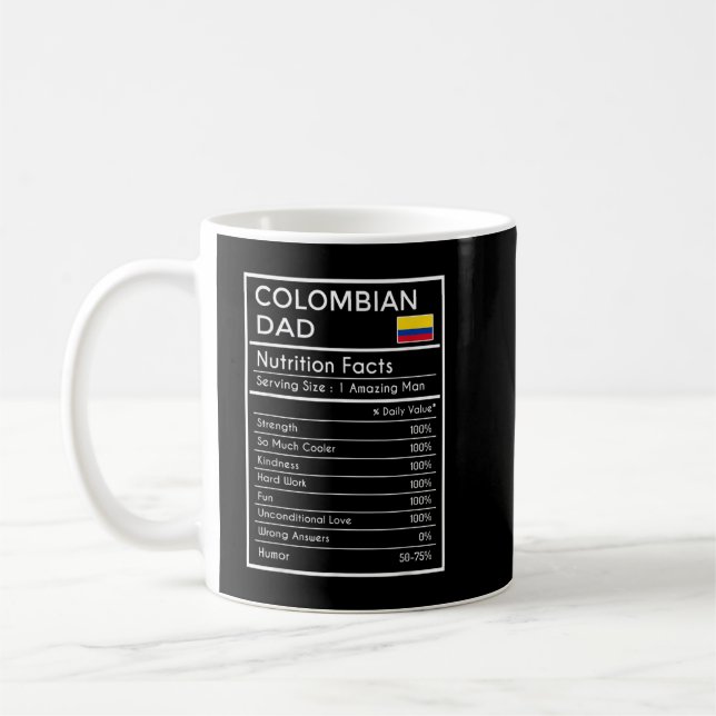 Caneca De Café Presente de Pai colombiano - Fatos Nutricionais En (Esquerda)