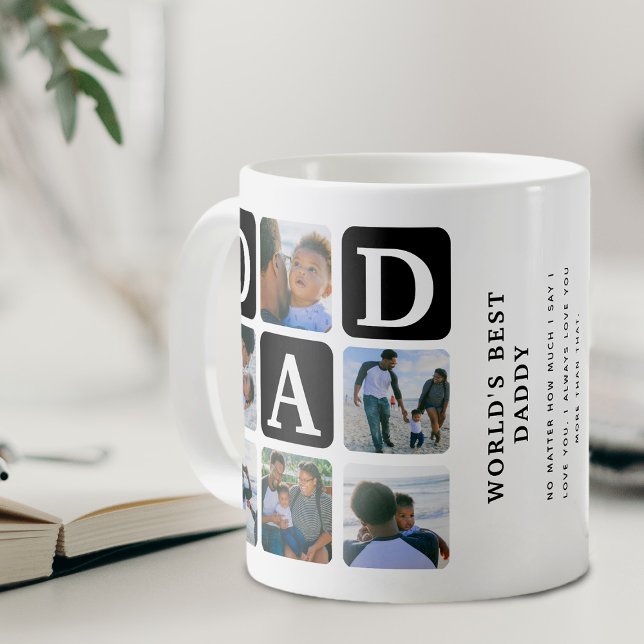 Caneca de Café Presente de Pai Fofo com Grade de M (Modern Worlds Best Daddy Photo Collage Coffee Mug)