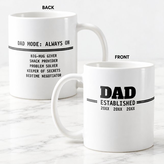 Caneca De Café Presente de Paternidade Estabelecida para Pai Mode (Modern Dad Established Fatherhood Gift Coffee Mug. A thoughtful gift for new dads, proud fathers.)