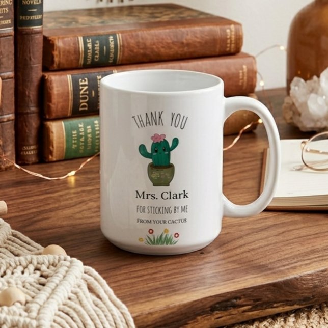 Caneca De Café Presente de Professor Cacto Estético Moderno Minim (Criador carregado)
