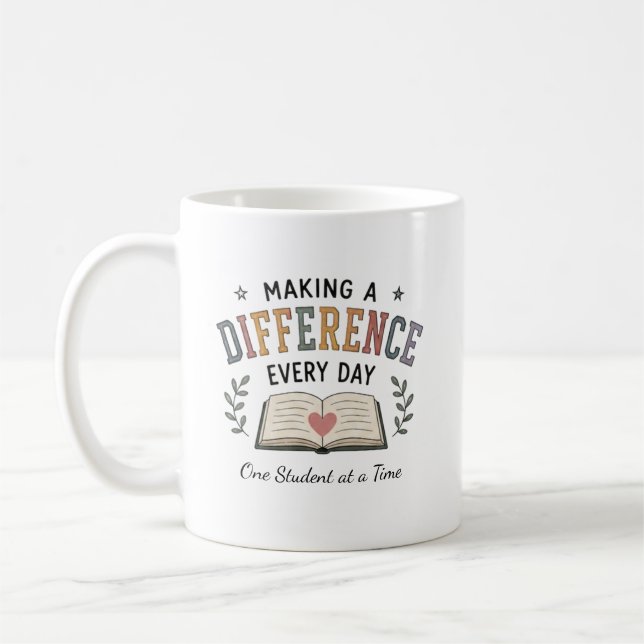 Caneca De Café Presente de Professor Escolar para Fazer a Diferen (Esquerda)