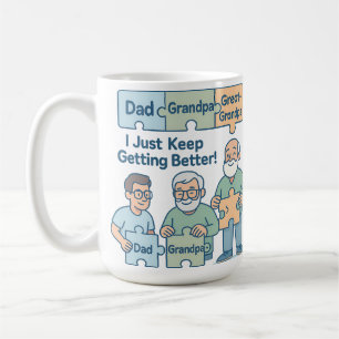 Caneca De Café Presente de Puzzle da Família: Pai, Avô e Bisavô