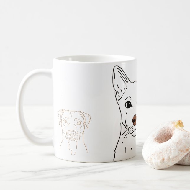 Caneca De Café Presente de Retrato Personalizado de Animal de Est (Com Donut)