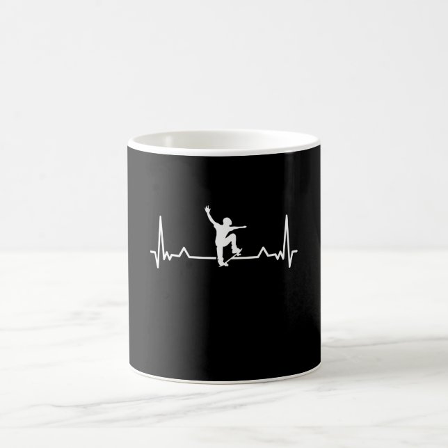 Caneca De Café Presente de Skateboard Heartbeat Line Skater (Centro)