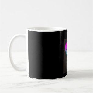 Caneca De Café Presente de Sobrecarga do Cão Pug Vaporwave Heart