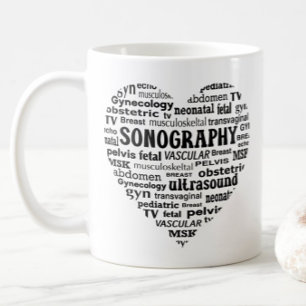 Caneca De Café Presente de Sonógrafo Coração Preto Especialidade 