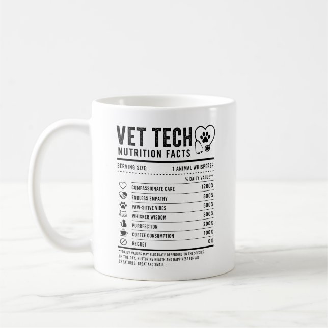 Caneca De Café Presente de Técnico Veterinário para Cuidados com  (Esquerda)
