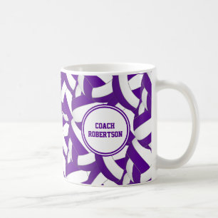 Caneca De Café presente de treinador de voleibol branco roxo