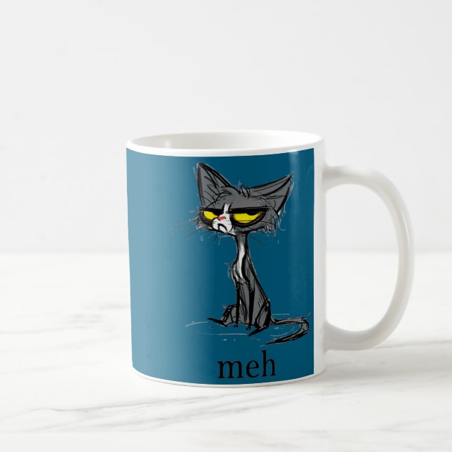 Caneca De Café Presente Divertido de Gato Meh Para Amantes de Gat (Direita)