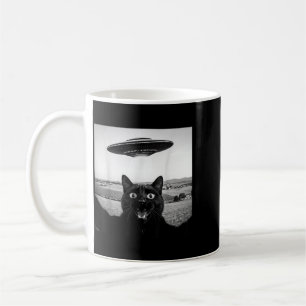 Caneca De Café Presente Divertido De Gato Preto Selfie Ufo Alien