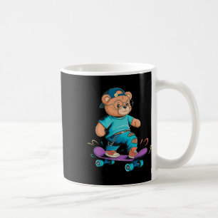 Caneca De Café Presente Divertido de Urso de Skate para Homens Mu