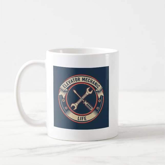 Caneca De Café Presente Divertido para Técnico de Elevador - Diár (Esquerda)