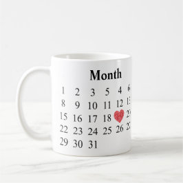 Caneca De Café Presente do aniversário - calendário & anéis