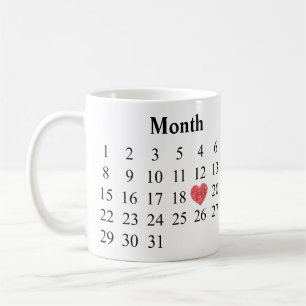 Caneca De Café Presente do aniversário - calendário & anéis