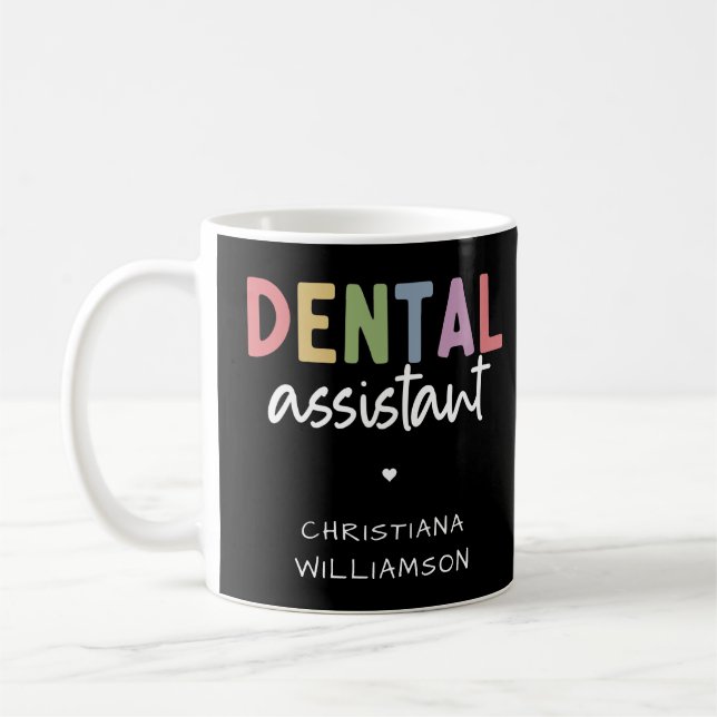 Caneca De Café Presente do Assistente Dental de Nome Personalizad (Esquerda)