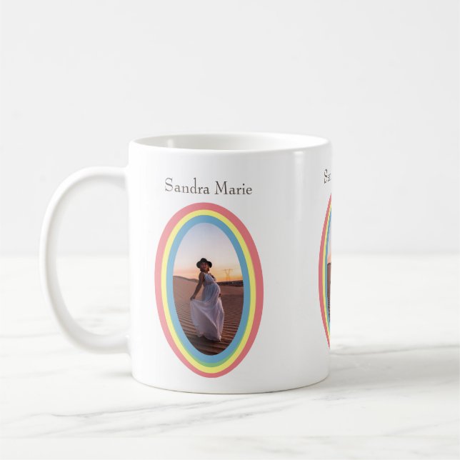 Caneca De Café Presente do Chá de fraldas arco-íris com mudas mod (Esquerda)