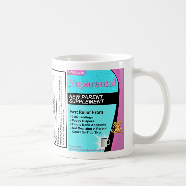 Caneca De Café Presente do chá de fraldas: Nuparentol - A Nova Mu (Direita)
