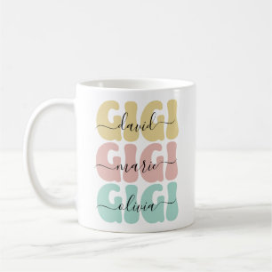 Caneca De Café Presente do Dia das Mães com Nomes dos Netos para 