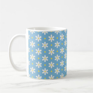 Caneca De Café Presente do Dia das Mães Padrão de Margarida Branc
