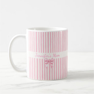 Caneca De Café Presente do Dia dos Pais Listras rosa e branco fof
