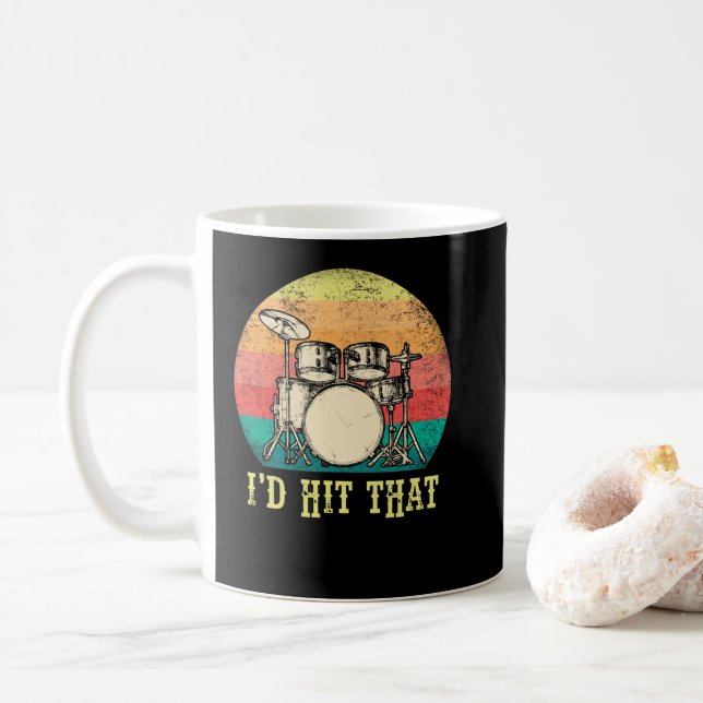 Caneca De Café Presente Do Drummer Retro Da Percussion Lover Do T (Com Donut)