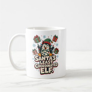 Caneca De Café Presente do Pinguim Divertido do Elfo Menos Coorde
