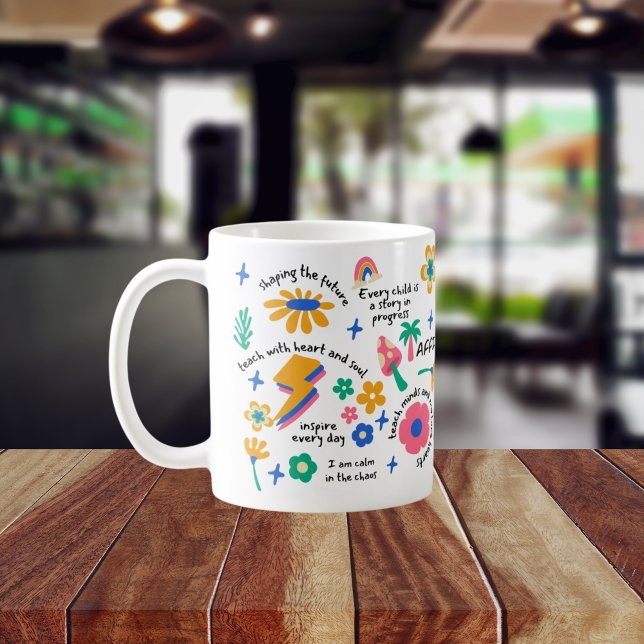 Caneca De Café Presente do professor Groovy com Floral Inspiracio (Criador carregado)