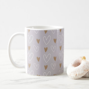 Caneca De Café Presente Dourado da Cinza Boho Pastel Hearts