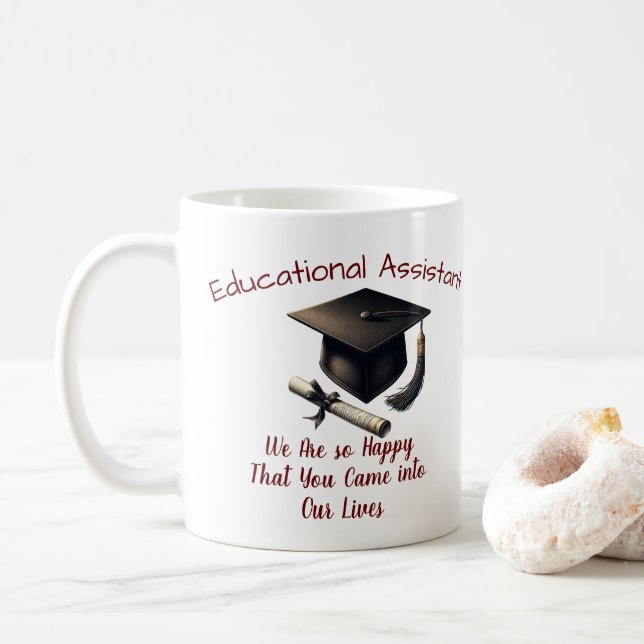 Caneca De Café Presente Educação Assistente ''tão Feliz'' Persona (Com Donut)