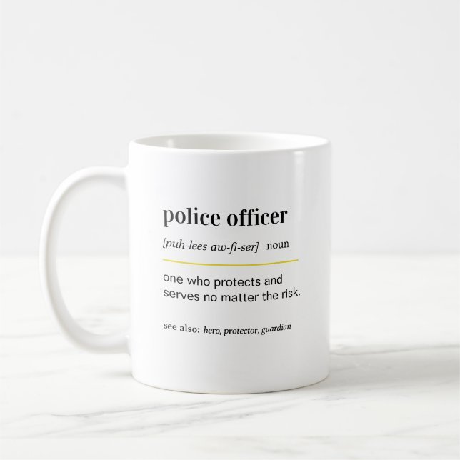 Caneca de café presente engraçada para oficial de  (Esquerda)