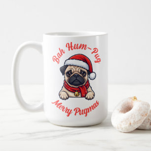 Caneca De Café Presente engraçado de Natal para pug rabugento e a