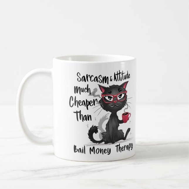 Caneca De Café Presente engraçado para amantes de gatos com sarca (Esquerda)