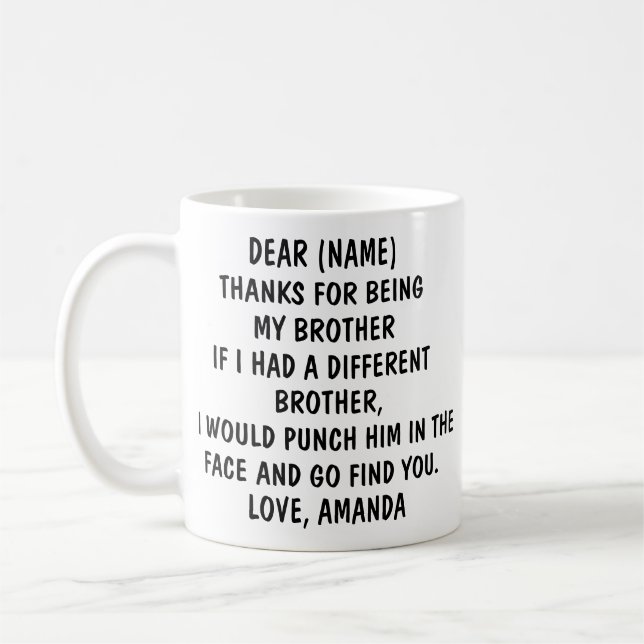 Caneca De Café Presente Engraçado Para Irmão | Irmão Personalizad (Esquerda)