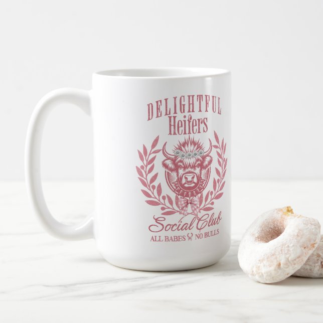 Caneca De Café Presente Engraçado Personalizado de Vaca Para Ela, (Com Donut)