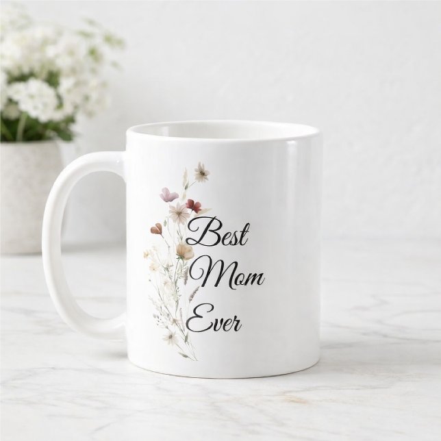 Caneca De Café Presente Floral Elegante para Mãe (Criador carregado)