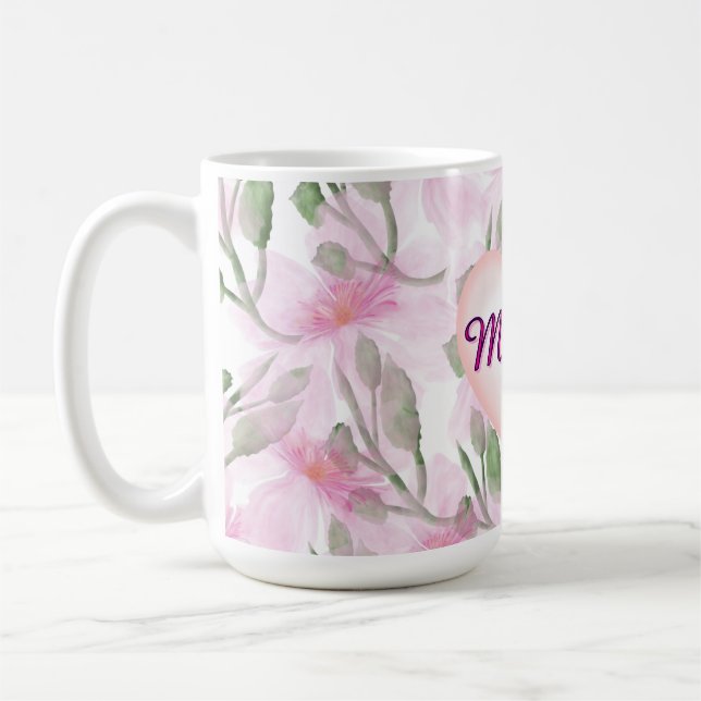 Caneca De Café Presente floral em aquarela personalizado e custom (Esquerda)