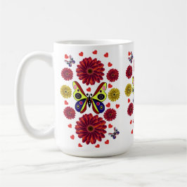 Caneca De Café Presente Floral Personalizado de Borboleta da Prim