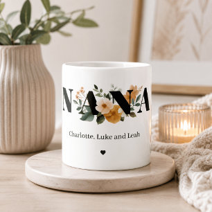 Caneca De Café Presente Floral Personalizado Moderno para a Vovó
