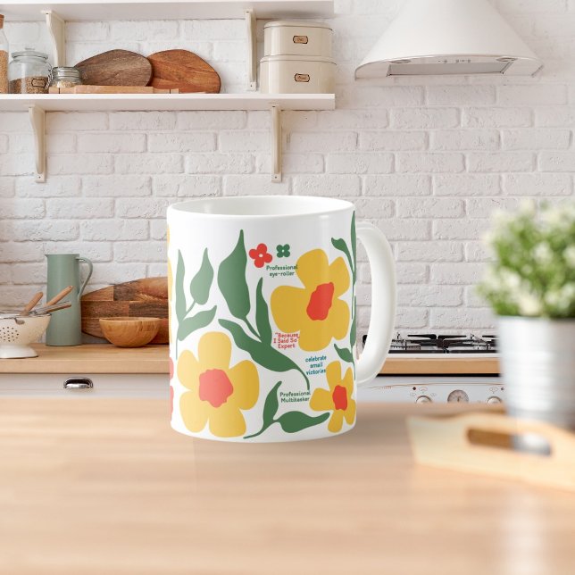 Caneca De Café Presente Inspirador para Professora de Flores Abst (Criador carregado)