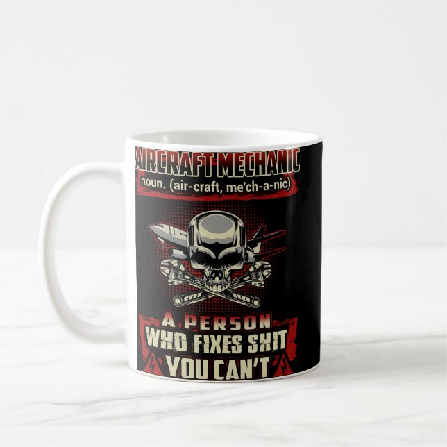 Caneca De Café Presente Mecânico Ortográfico da Aeronave (Esquerda)