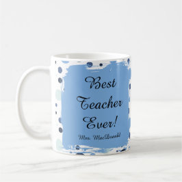 Caneca De Café Presente melhor professora já com bolinhas azuis