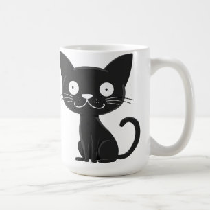 Caneca De Café Presente Minimalista de Gatinho Preto Fofo para Am